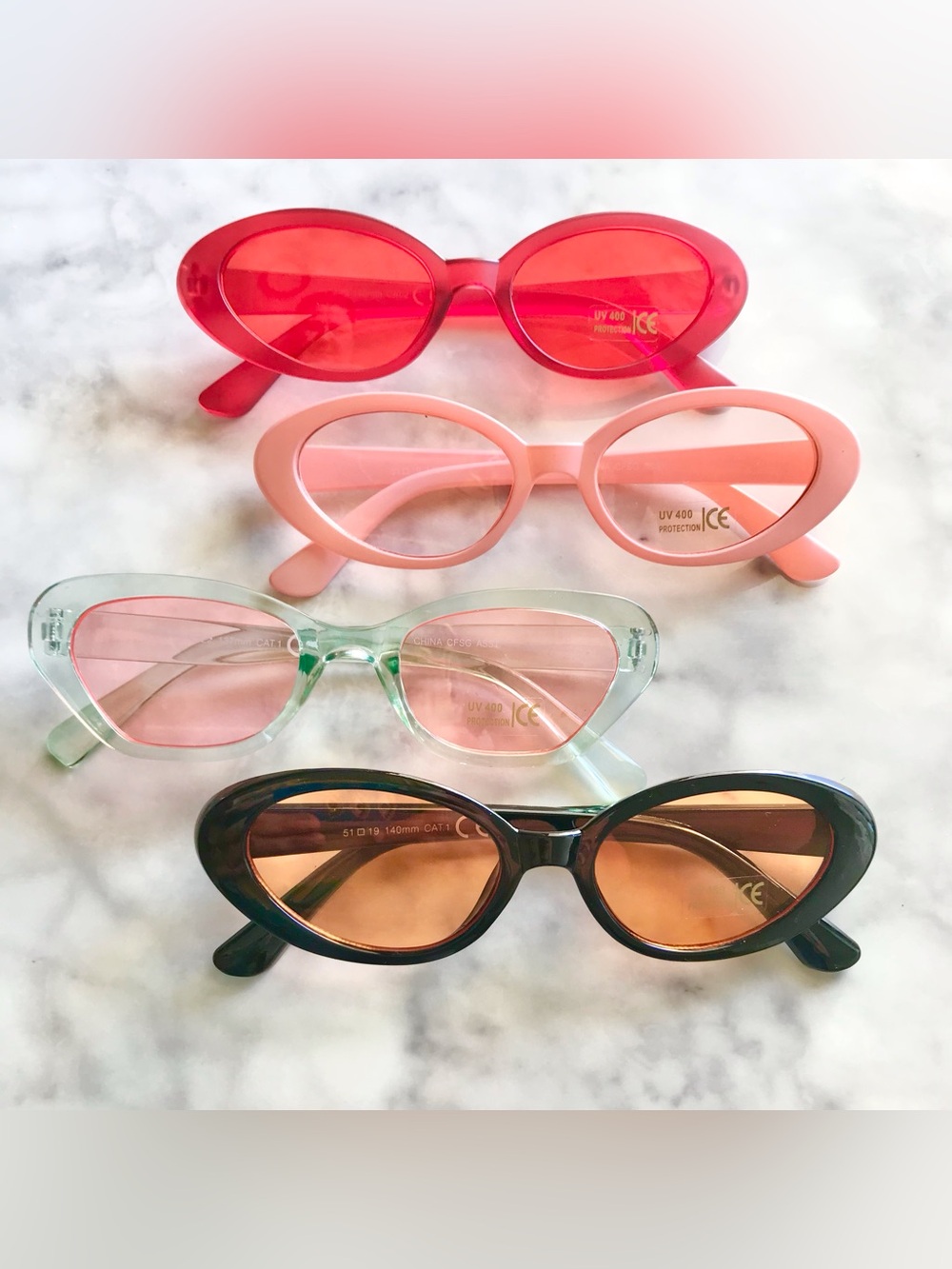 Lot 4 Retro Oval Summer Sunglasses UV400 Tinted 50s 90s Hollywood Costume NWOT